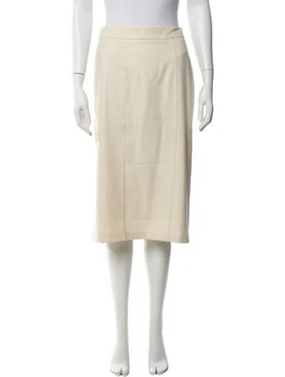 Pre-owned Max Mara Virgin Wool Midi Length Skirt In Yellow