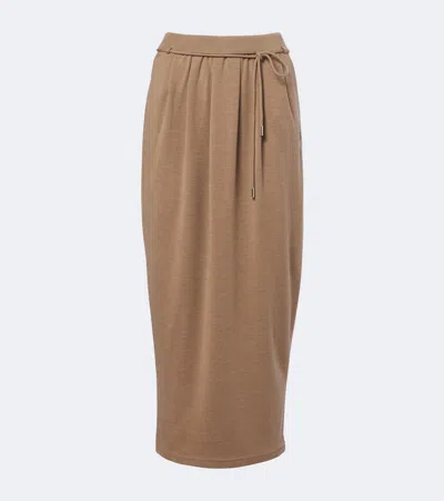 Max Mara Virgin Wool Midi Skirt In Brown