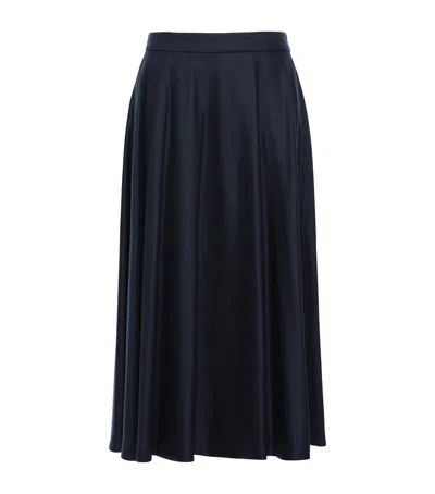 Max Mara Virgin Wool Midi Skirt In Blue
