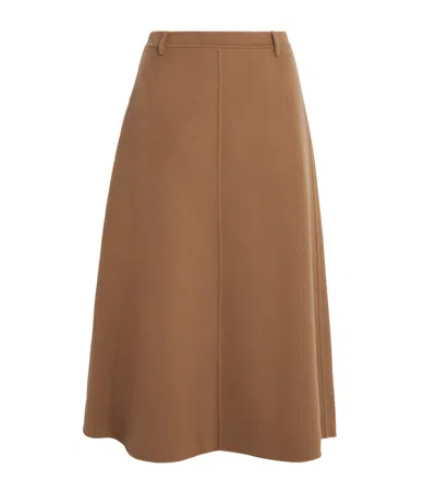 Max Mara Virgin Wool Midi Skirt In Brown