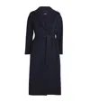 Max Mara Virgin Wool Midi Wrap Coat In Blue