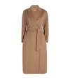 Max Mara Virgin Wool Midi Wrap Coat In Brown
