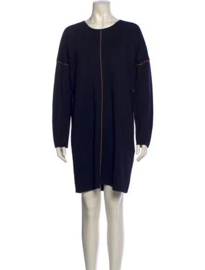 Pre-owned Max Mara Virgin Wool Mini Dress In Blue