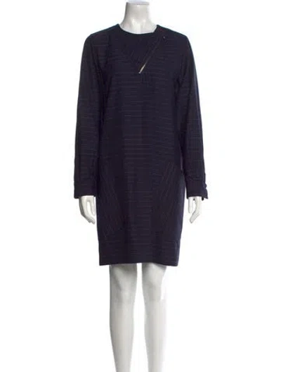 Pre-owned Max Mara Virgin Wool Mini Dress In Blue