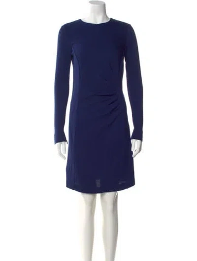 Pre-owned Max Mara Virgin Wool Mini Dress In Blue