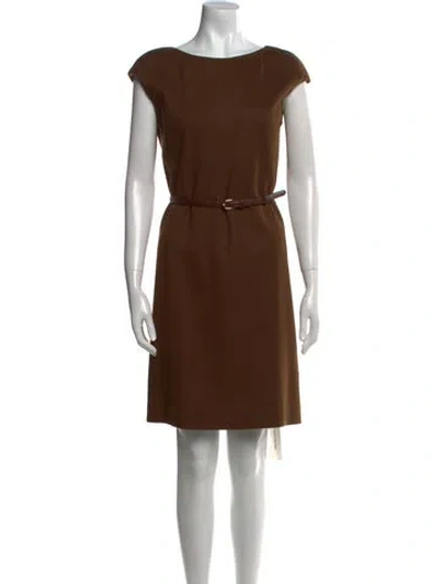 Pre-owned Max Mara Virgin Wool Mini Dress In Brown