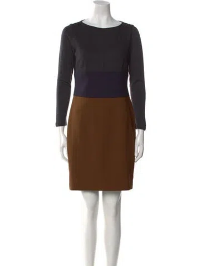 Pre-owned Max Mara Virgin Wool Mini Dress In Brown