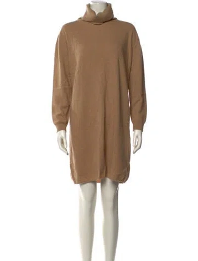 Pre-owned Max Mara Virgin Wool Mini Dress In Brown