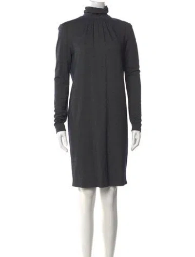 Pre-owned Max Mara Virgin Wool Mini Dress In Gray