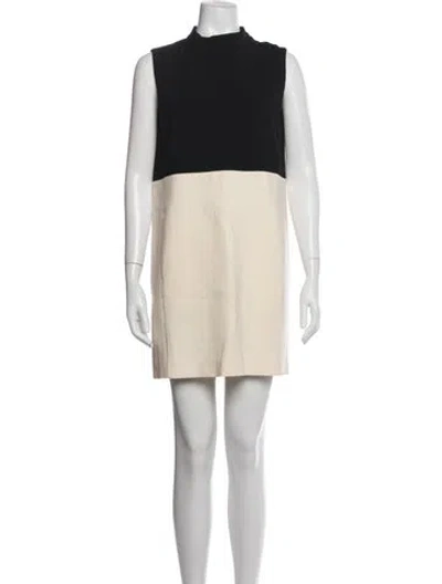 Pre-owned Max Mara Virgin Wool Mini Dress In Neutrals