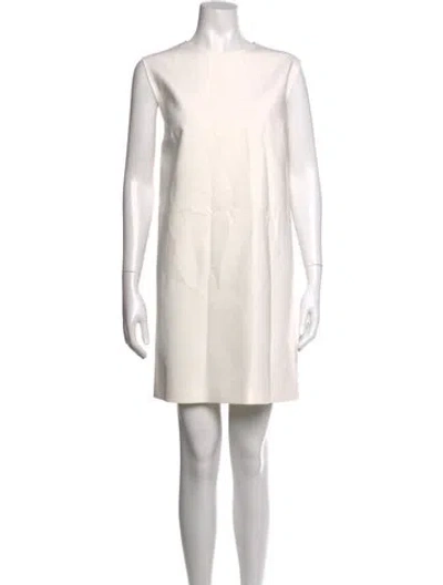 Pre-owned Max Mara Virgin Wool Mini Dress In Neutrals