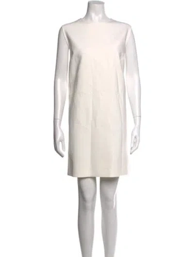 Pre-owned Max Mara Virgin Wool Mini Dress In Neutrals