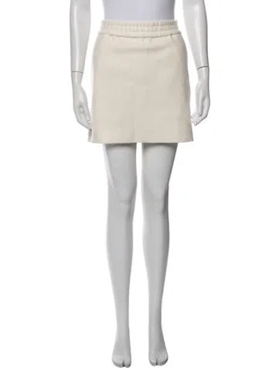 Pre-owned Max Mara Virgin Wool Mini Skirt W/ Tags In White