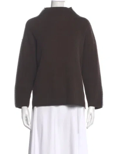 Pre-owned Max Mara Virgin Wool Mock Neck Sweater In Brown