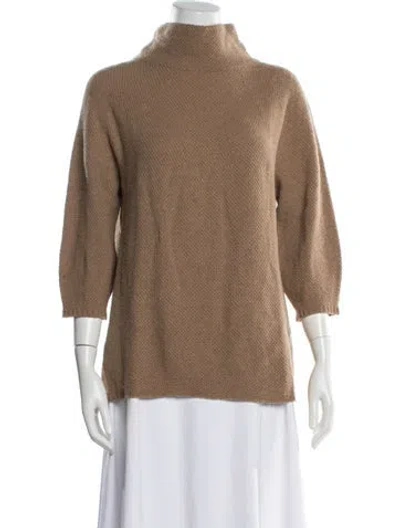 Pre-owned Max Mara Virgin Wool Mock Neck Sweater In Brown