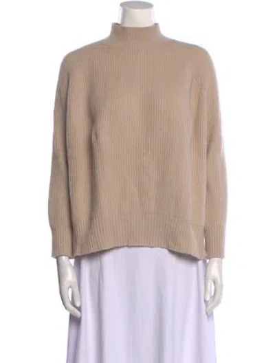 Pre-owned Max Mara Virgin Wool Mock Neck Sweater In Neutral