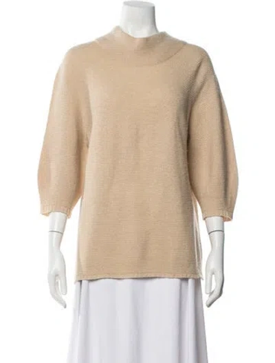 Pre-owned Max Mara Virgin Wool Mock Neck Sweater In Neutral