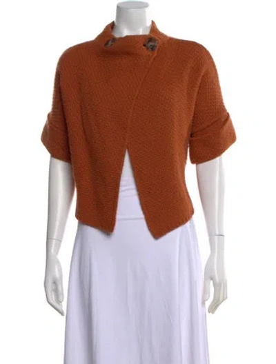 Pre-owned Max Mara Virgin Wool Mock Neck Sweater In Orange