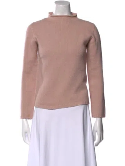 Pre-owned Max Mara Virgin Wool Mock Neck Sweater In Pink