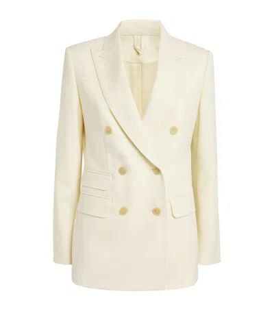 Max Mara Virgin Wool-mohair Double-breasted Blazer In White