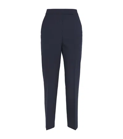 Max Mara Virgin Wool-mohair Pleated Trousers In Blue