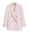 Max Mara Virgin Wool-mohair-silk Double-breasted Blazer In Neutral