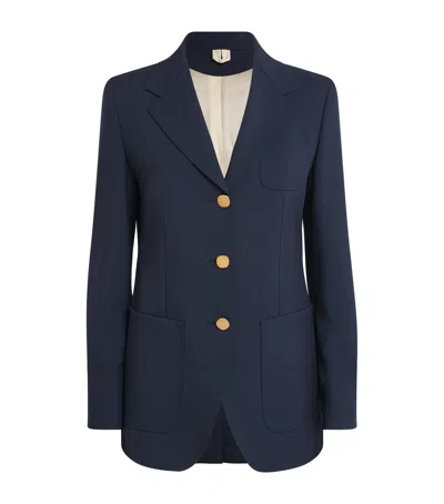 Max Mara Virgin Wool-mohair Single-breasted Blazer In Blue