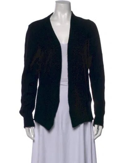 Pre-owned Max Mara Virgin Wool Open Front Sweater In Black