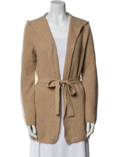 Pre-owned Max Mara Virgin Wool Open Front Sweater In Neutral