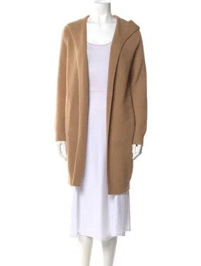 Pre-owned Max Mara Virgin Wool Open Front Sweater In Neutral