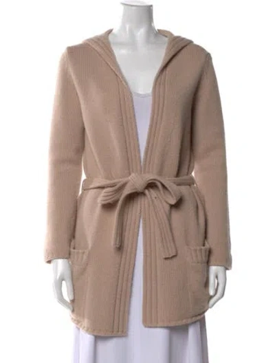 Pre-owned Max Mara Virgin Wool Open Front Sweater In Neutral