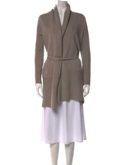 Pre-owned Max Mara Virgin Wool Open Front Sweater In Neutral