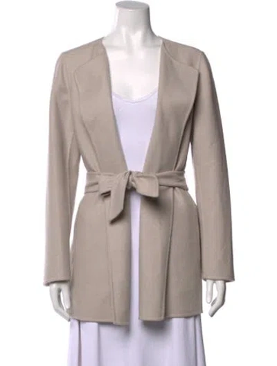Pre-owned Max Mara Virgin Wool Open Front Sweater In Neutrals