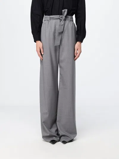 Max Mara Virgin Wool Palazzo Trousers In Gray