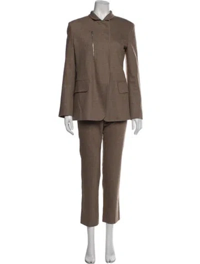 Pre-owned Max Mara Virgin Wool Pant Set In Brown