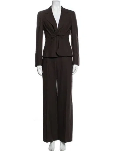 Pre-owned Max Mara Virgin Wool Pant Set In Brown