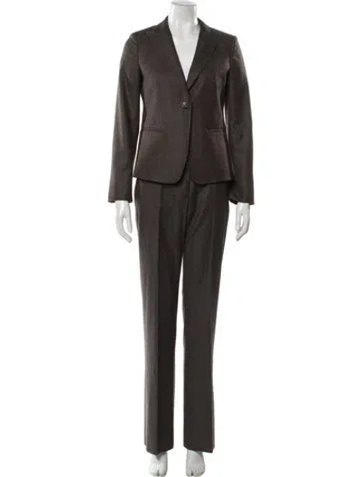 Pre-owned Max Mara Virgin Wool Pantsuit In Brown