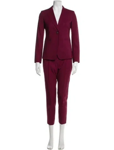 Pre-owned Max Mara Virgin Wool Pantsuit In Burgundy