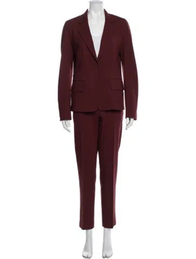 Pre-owned Max Mara Virgin Wool Pantsuit In Burgundy