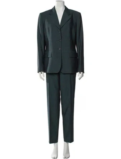 Pre-owned Max Mara Virgin Wool Pantsuit In Green