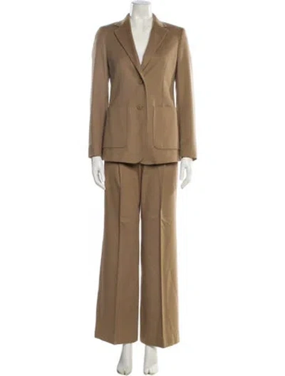 Pre-owned Max Mara Virgin Wool Pantsuit In Neutral