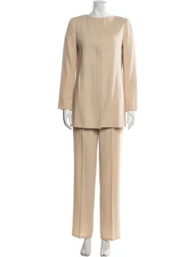 Pre-owned Max Mara Virgin Wool Pantsuit In Neutrals