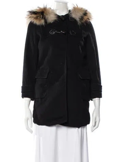 Pre-owned Max Mara Virgin Wool Parka In Black