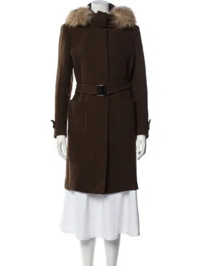 Pre-owned Max Mara Virgin Wool Parka In Brown