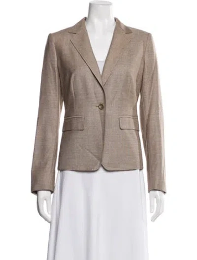 Pre-owned Max Mara Virgin Wool Patterned Blazer In Brown