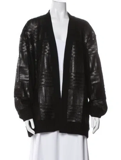 Pre-owned Max Mara Virgin Wool Patterned Jacket In Black
