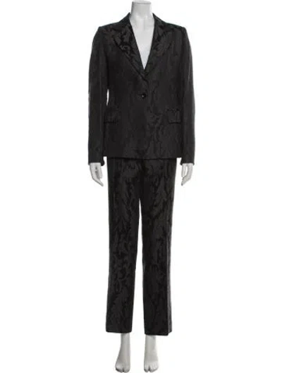 Pre-owned Max Mara Virgin Wool Patterned Pant Set In Black