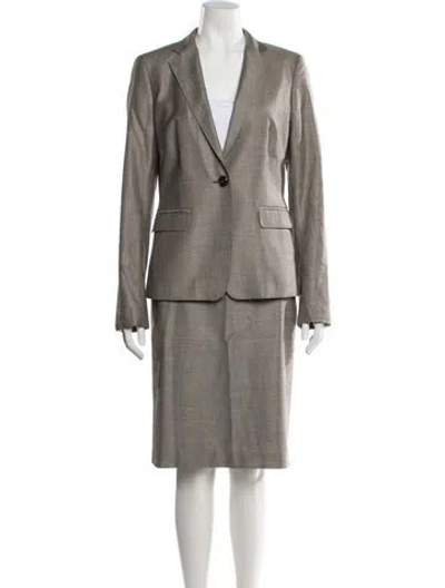 Pre-owned Max Mara Virgin Wool Patterned Skirt Suit In Neutral