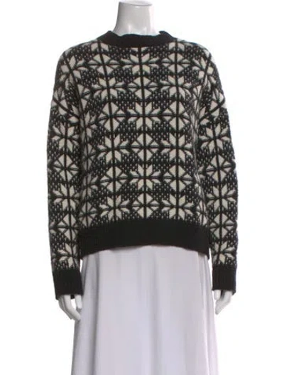 Pre-owned Max Mara Virgin Wool Patterned Sweater In Black