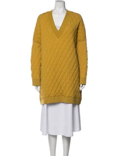 Pre-owned Max Mara Virgin Wool Patterned Sweater In Yellow